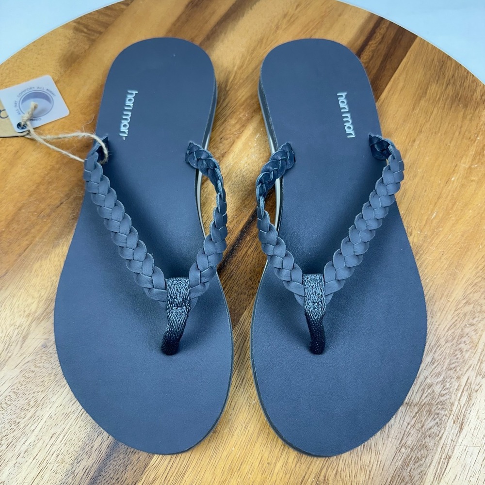 New Womens Hari Mari Meadows Braided Leather Thong Sandals Flip Flops Size 10 M